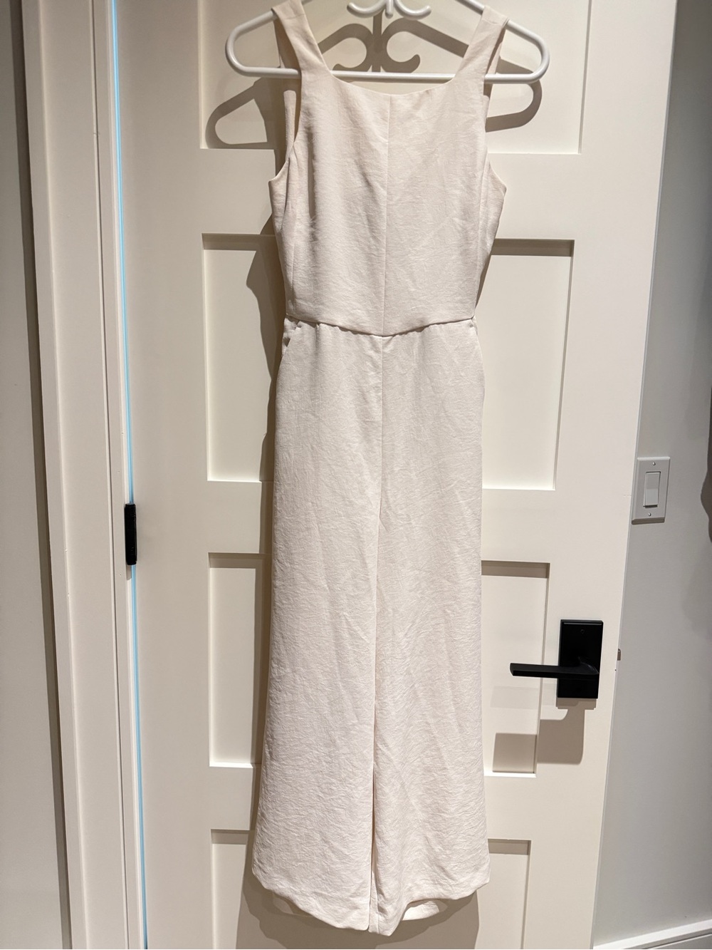 SIZE 2 - Wilfred Cream Textured Jumpsuit with Square Neckline